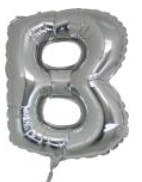 B harfi Gümüş Gri folyo balon süper kalite 14 inc 38 cm