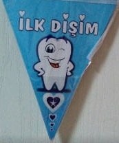 İlk dişim flama mavi erkek bebek parti malzemesi