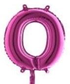 Sıfır rakam Numara Fuşya ruby folyo İthal kaliteli 14 inc 38 cm folyo balon